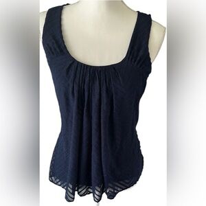 New York & Company Ruched Blue Tank Top